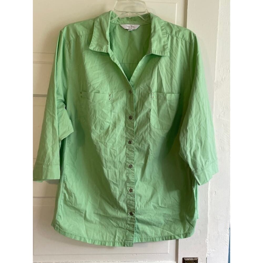 Coral‎ Bay Woman Size 3X  Button Front Green Shirt